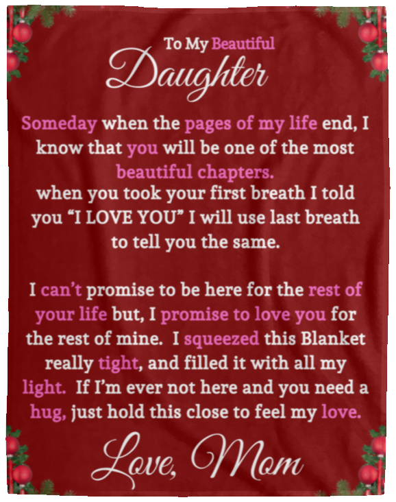 To My Beautiful Daughter-Mom | Flower Blanket | Plush Fleece 02