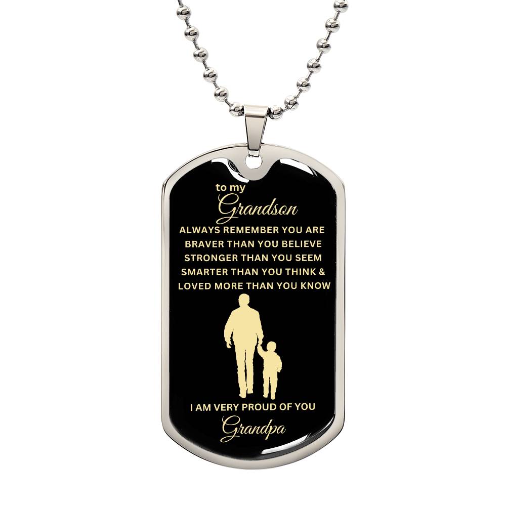 To My Grandson-Grandpa | Dog Tag | 02