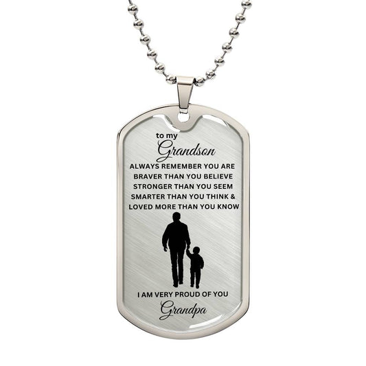 To My Grandson-Grandpa | Dog Tag | 01