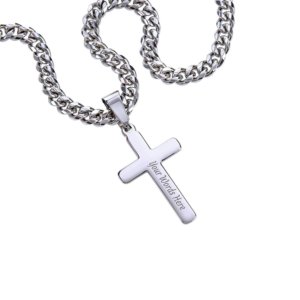 To My Dad | Cuban Link Chain with Engraved Artisan Cross 01