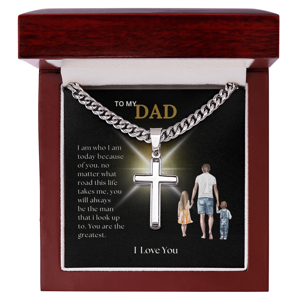 To My Dad | Cuban Link Chain with Engraved Artisan Cross 01