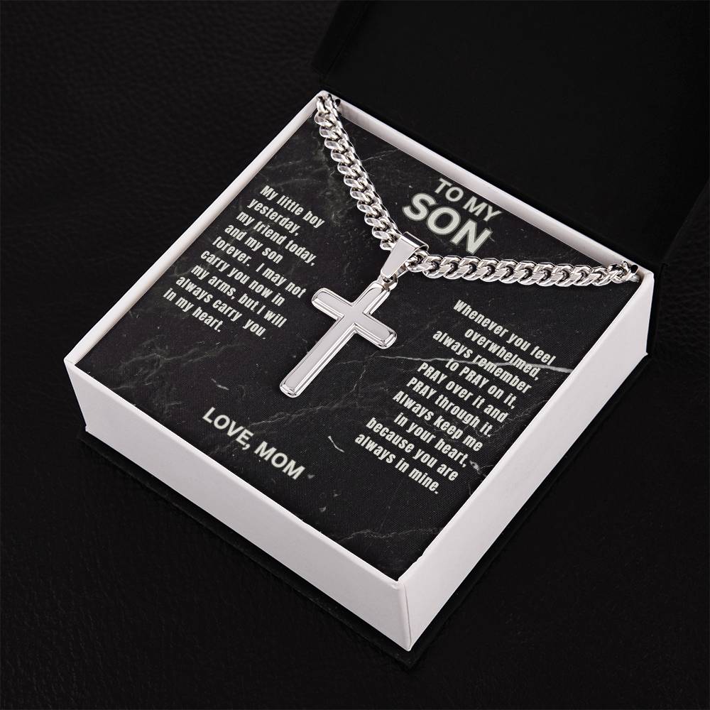 Son-Mom | Cuban Link Chain with Artisan Cross