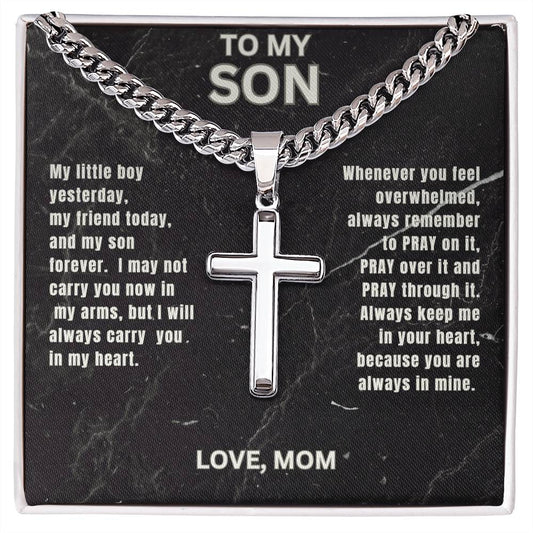 Son-Mom | Cuban Link Chain with Artisan Cross