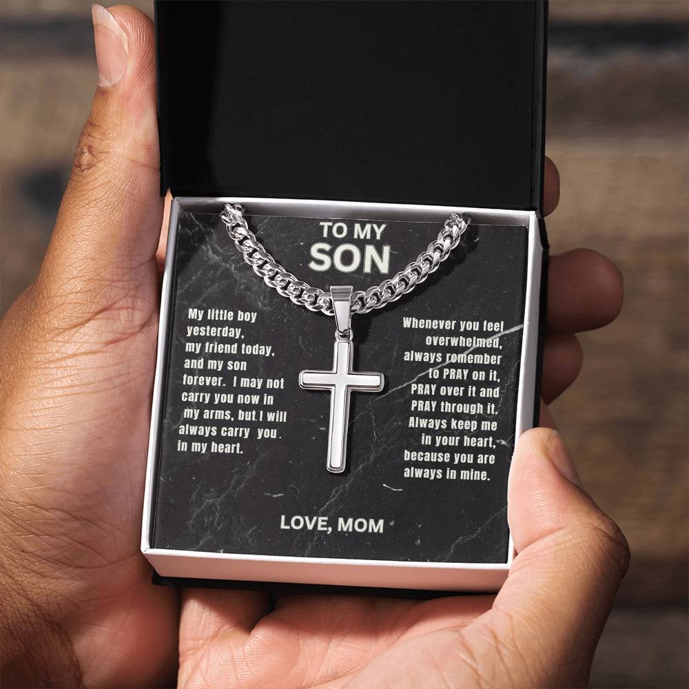 Son-Mom | Cuban Link Chain with Artisan Cross