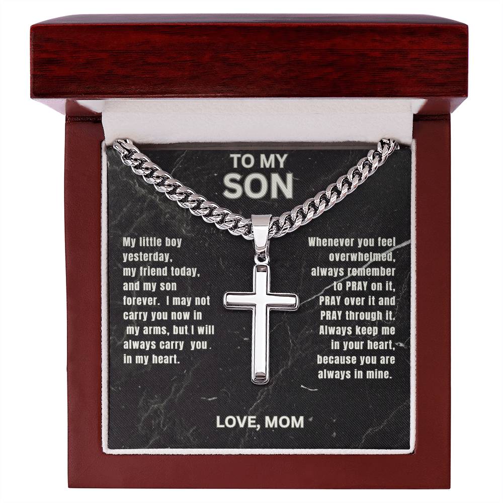 Son-Mom | Cuban Link Chain with Artisan Cross