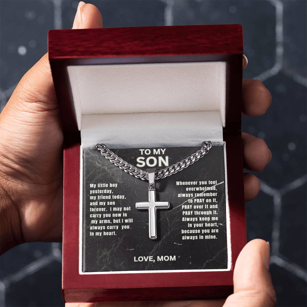 Son-Mom | Cuban Link Chain with Artisan Cross